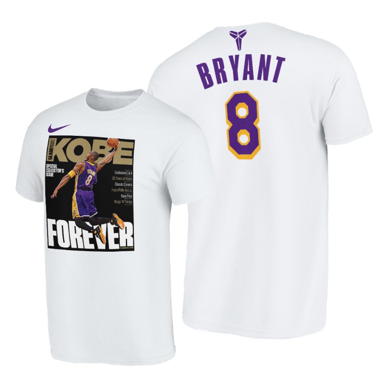 Men's Los Angeles Lakers Kobe Bryant #8 NBA Retirement Mamba Week White Basketball T-Shirt CVV2783SX